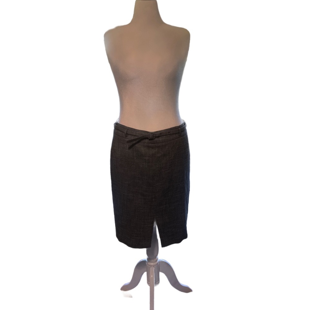 Ann Taylor Gray & White Pencil Skirt with Belt